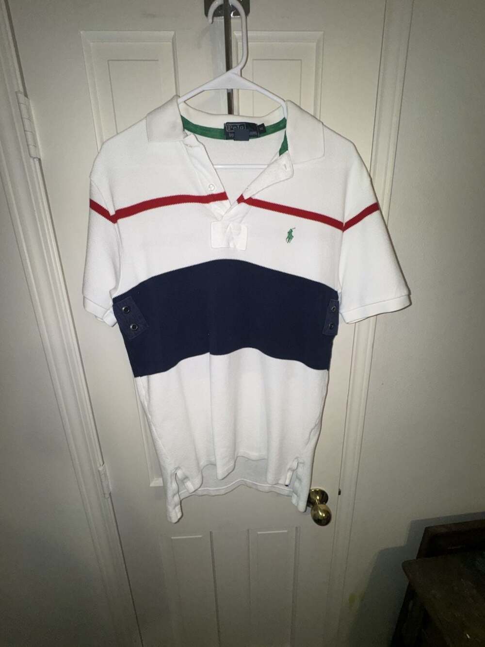 Polo by Ralph Lauren Short Sleeve Colorblock Polo Shirt White Blue Red Men's Siz